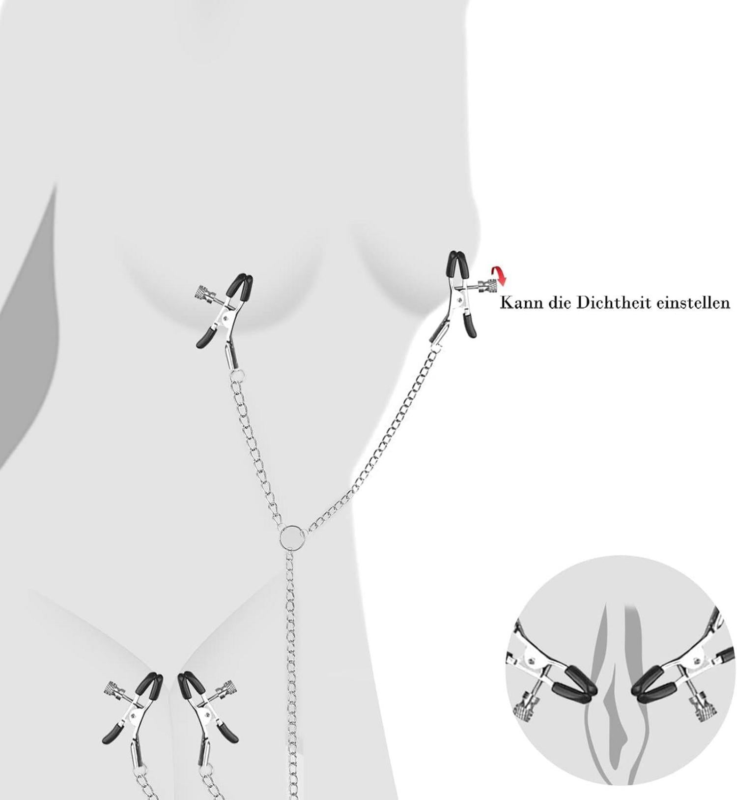Nippelklemmen Brustwarzen Klitoris Clip Kette Schamlippen Spreader