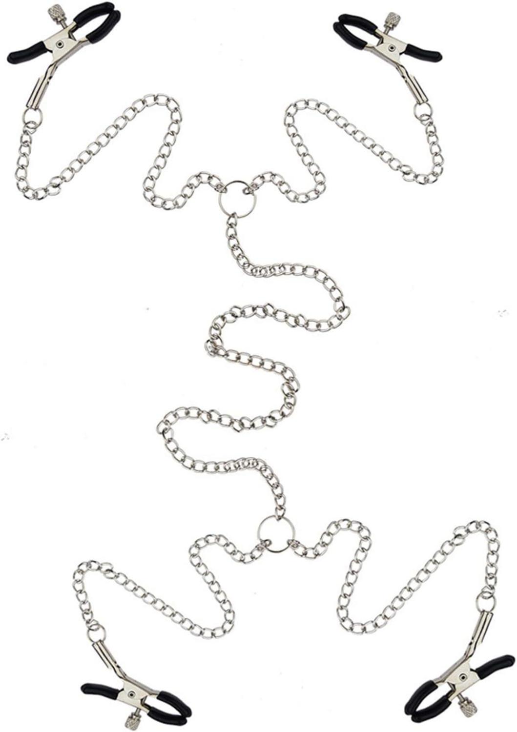 Edelstahl Nippelklemmen Set mit Kette und Schamlippen Klemmen