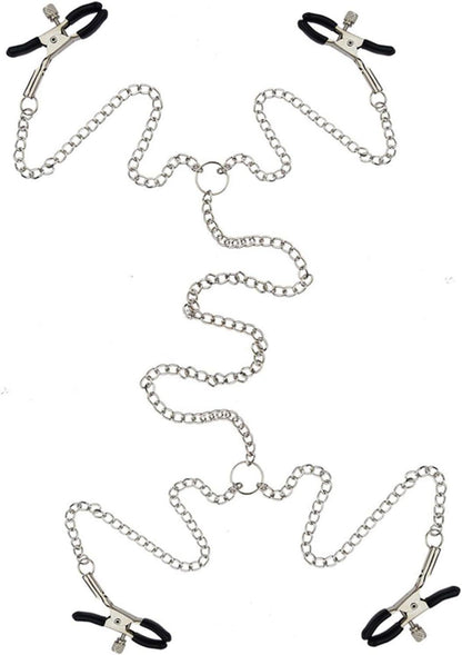 Edelstahl Nippelklemmen Set mit Kette und Schamlippen Klemmen