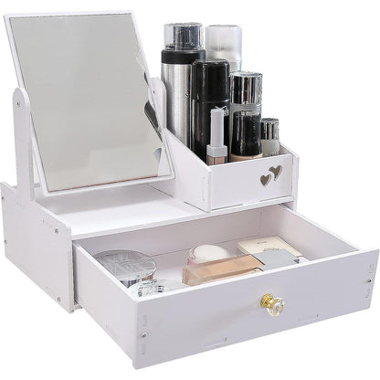 Schminktisch Organizer Weiß mit Spiegel und Schublade