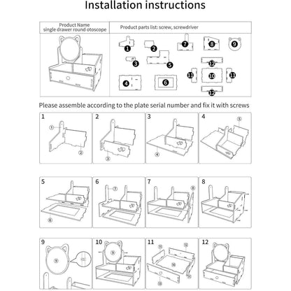 Schminktisch Organizer Weiß mit Spiegel und Schublade