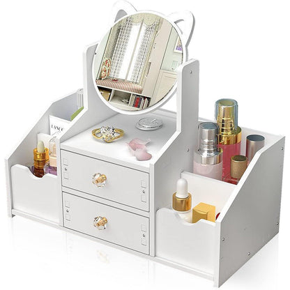 Weißer Cosmetic Organizer mit Spiegel