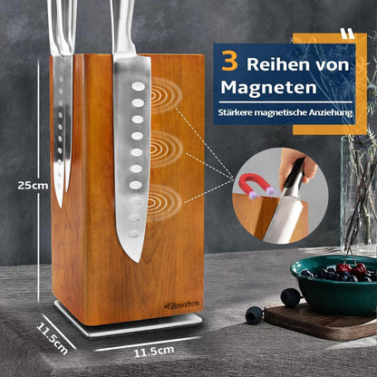 Magnetischer Messerblock ohne Messer drehbar Akazienholz