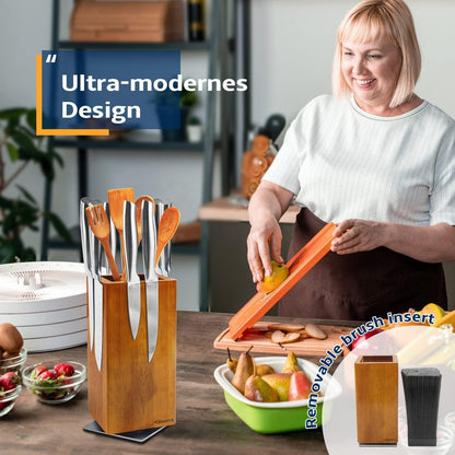 Magnetischer Messerblock ohne Messer drehbar Akazienholz