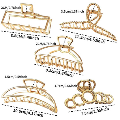 Goldene Haarklammern Set für Damen, 5 Stück dickes Haar