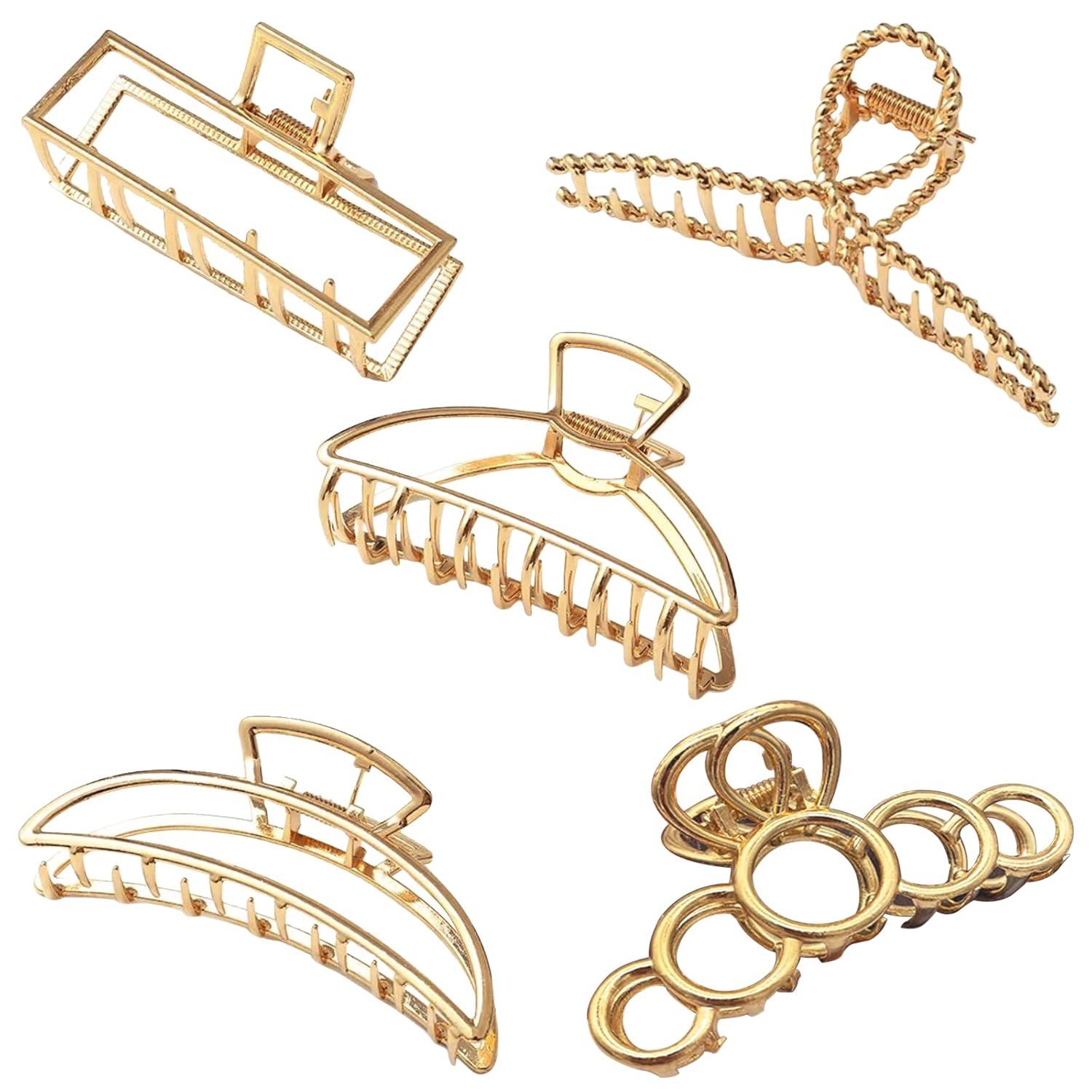 5er Pack Goldene Haarklammern für Damen - Dickes Haar, rutschfest & langlebig