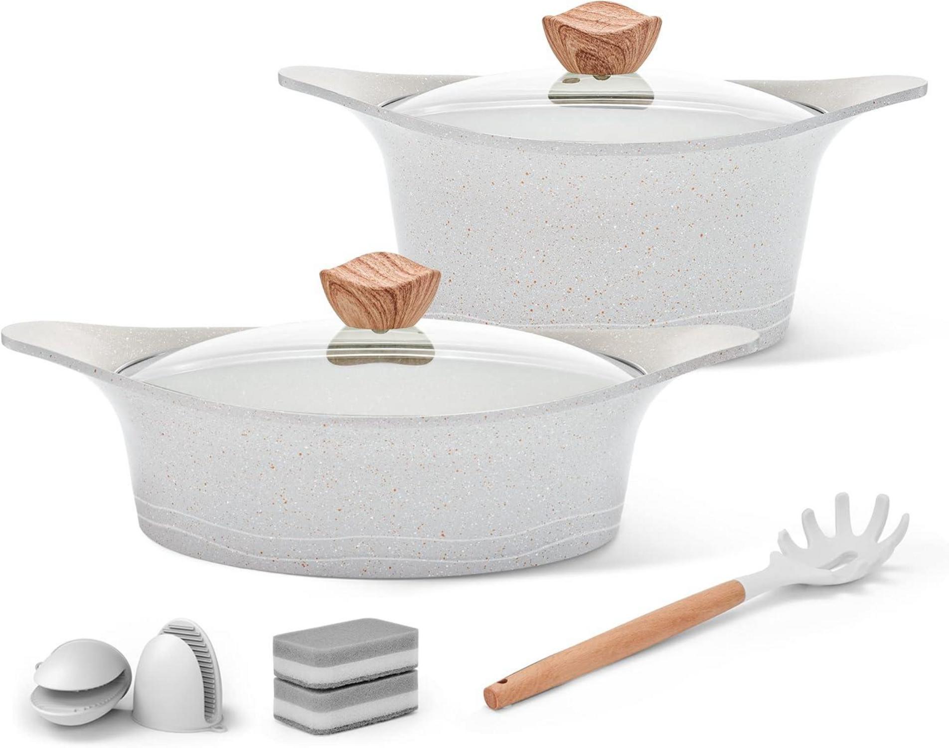 Granit Induktion Topfset Antihaftdeckel 2tlg. Kochgeschirr Set