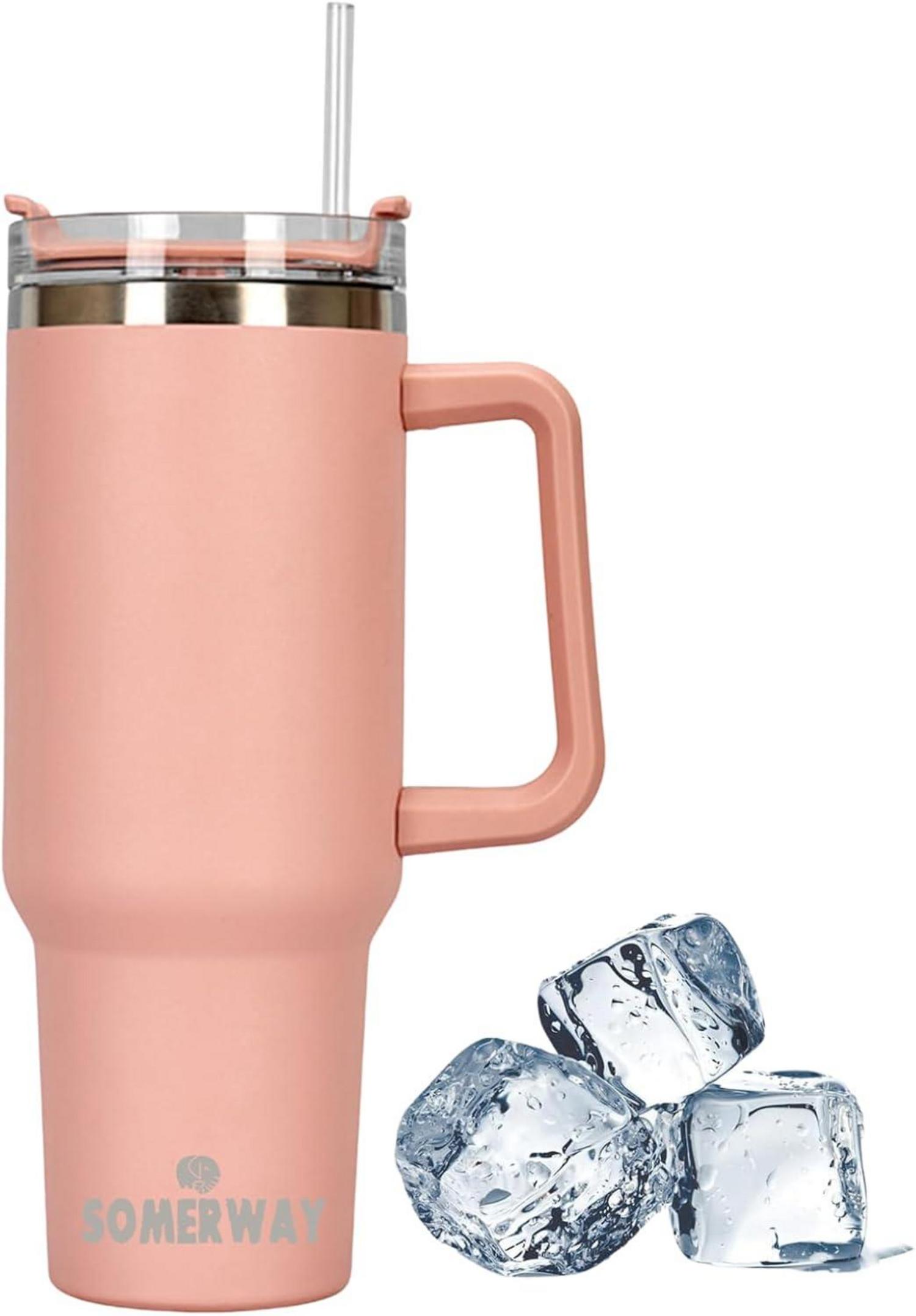 Doppelwandiger Edelstahl Kaffeebecher 1182ml Pink Thermobecher