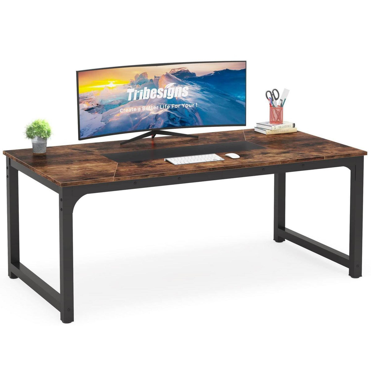 Großer Schreibtisch 180x90cm – Rustikales Braun für Home Office