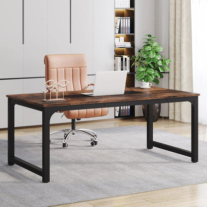 Großer Schreibtisch 180x90cm – Rustikales Braun für Home Office