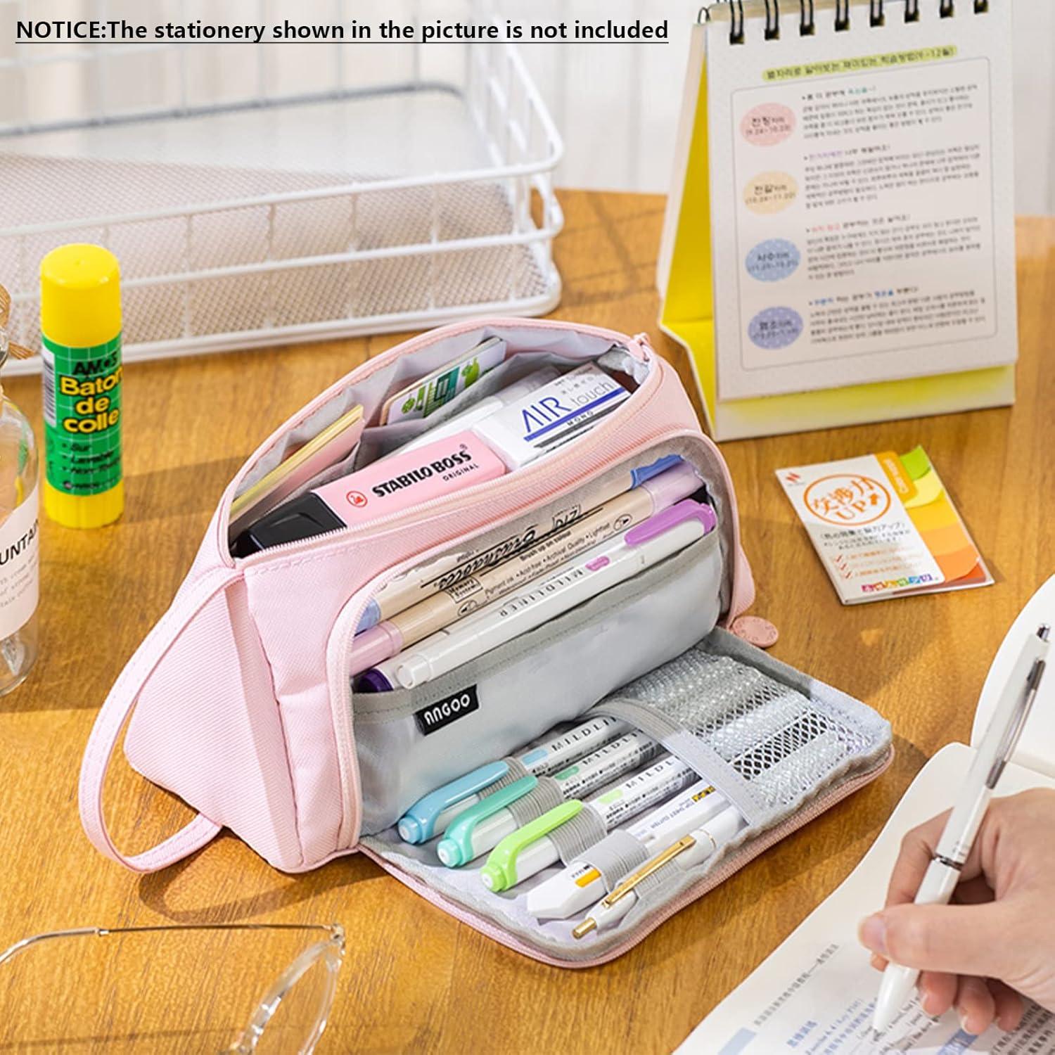 X SIM FITNESSX Federmäppchen 3 Fach Pencil Case für Schule Büro - Pink