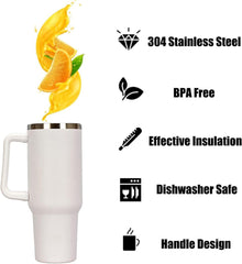 Isolierbecher 1182ml 40oz mit Griff und Stroh, Tumbler für heiße