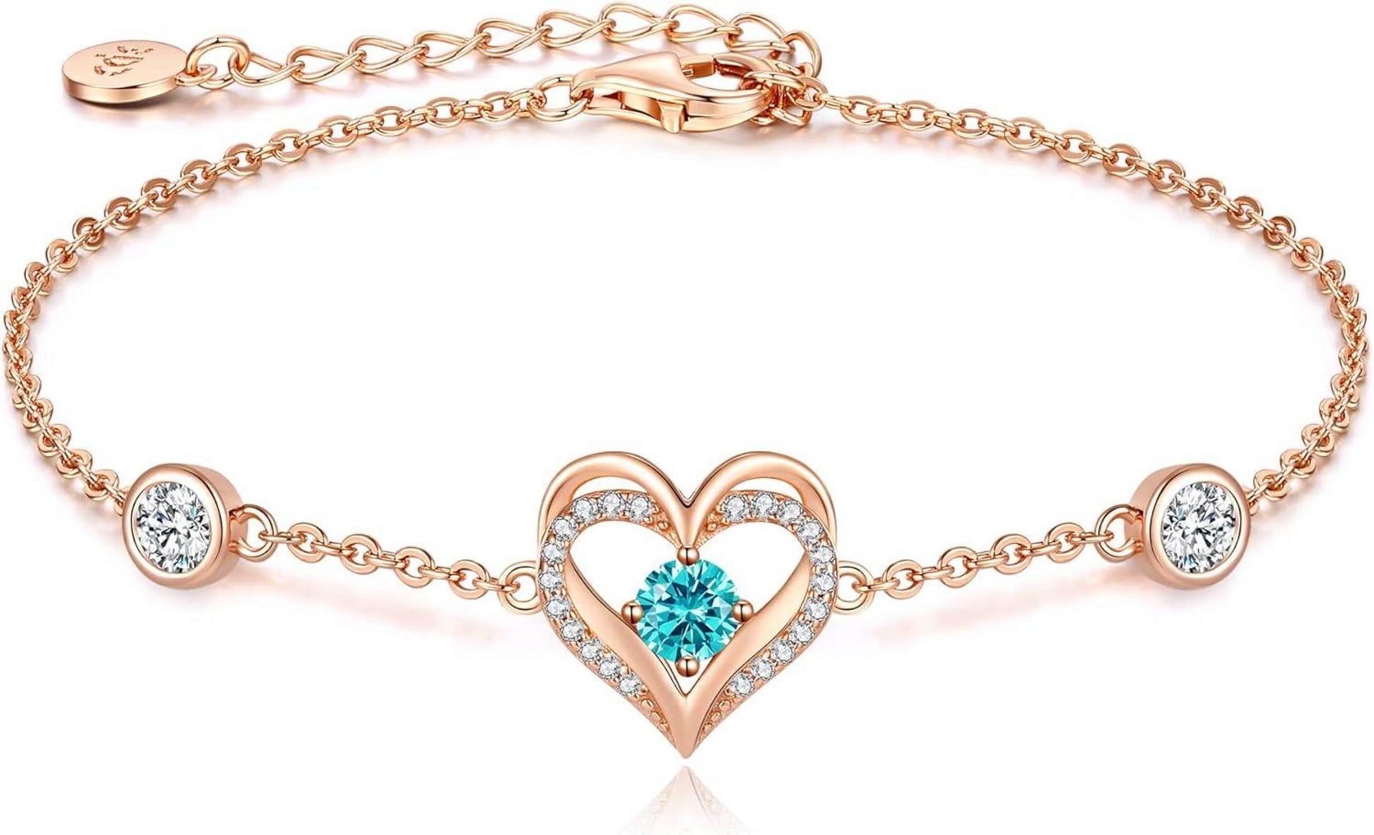 Herz Armband 925 Sterling Silber Geburtsstein Damen Schmuck