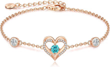 Herz Armband 925 Sterling Silber Geburtsstein Damen Schmuck