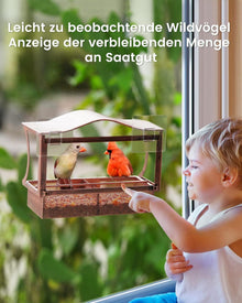 Vogelfutterhaus Metall Fenster für Vögel Balkon 4 Saugnäpfe