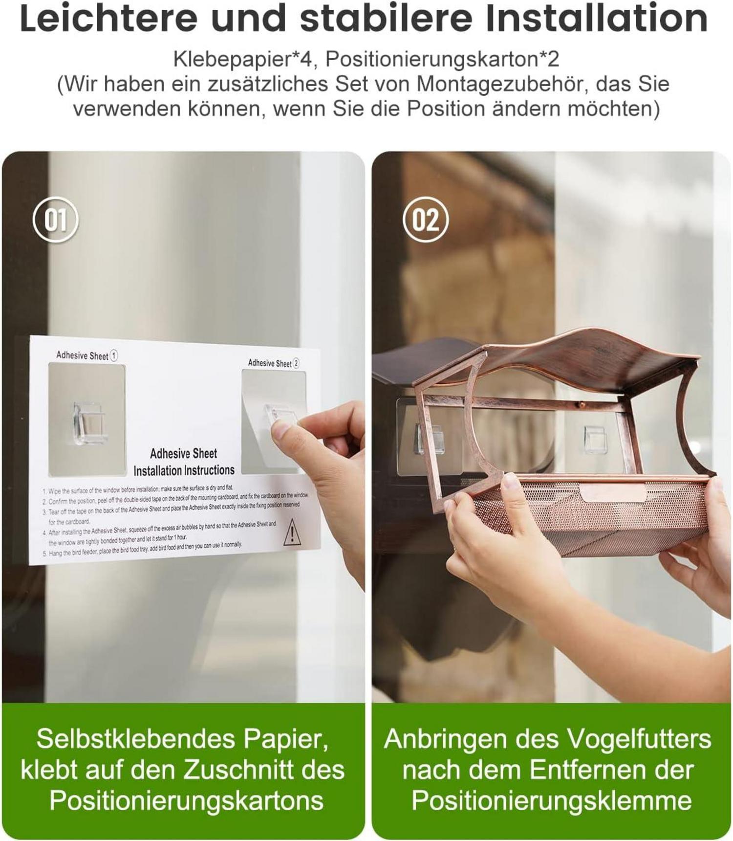 Vogelfutterhaus Metall Fensterscheibe Saugnäpfe 4er Set