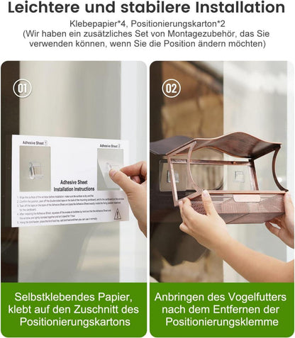 Vogelfutterhaus Metall Fensterscheibe Saugnäpfe 4er Set