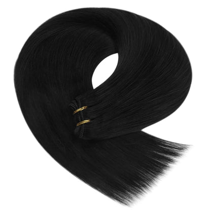 Echthaar Tressen Schwarz 35cm - 100g Weft Extensions