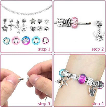 Einhorn Armband Bastelset Mädchen, DIY Schmuck Set mit Anleitung und