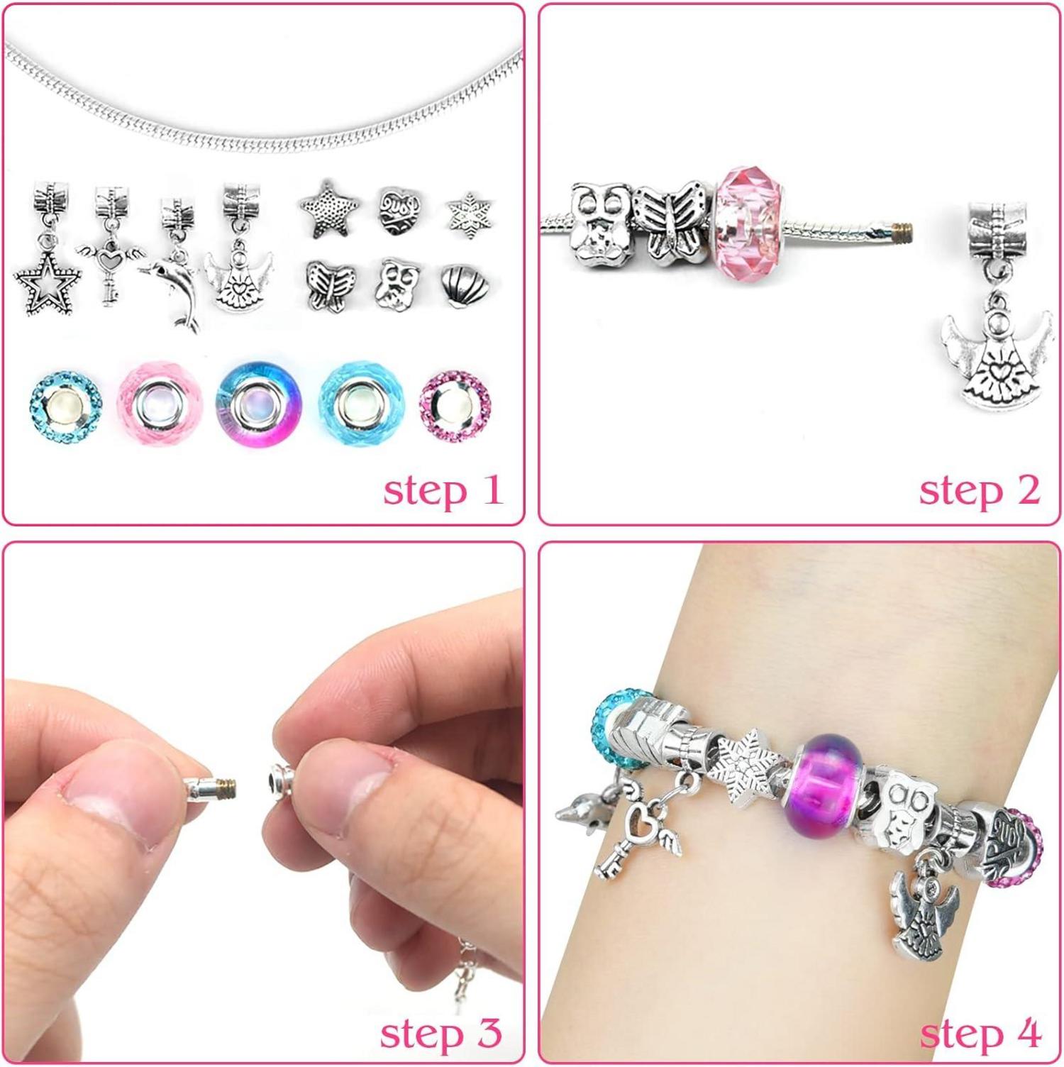 Einhorn Armband Bastelset Mädchen, DIY Schmuck Set mit Anleitung und