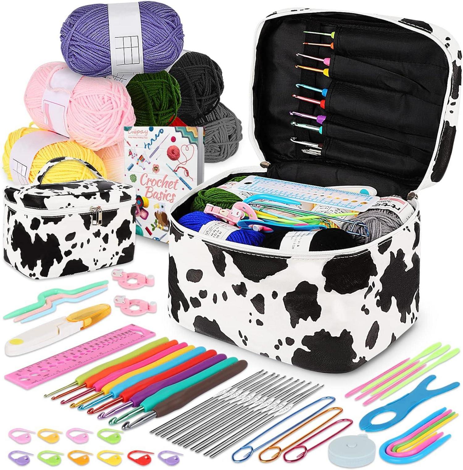 Häkelset für Anfänger mit Tasche, Wolle & Zubehör