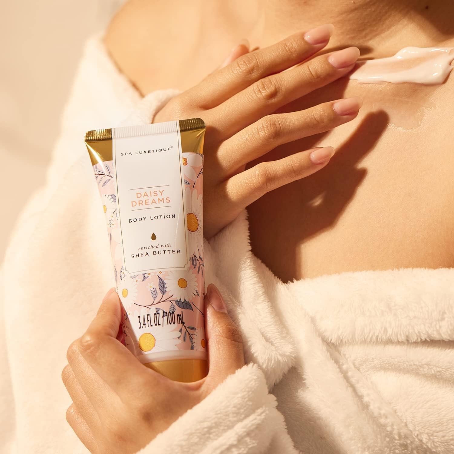 Luxetique Spa Geschenkset 8-teilig Gänseblümchen für Frauen - Bad Pflegeset mit ätherischem Öl