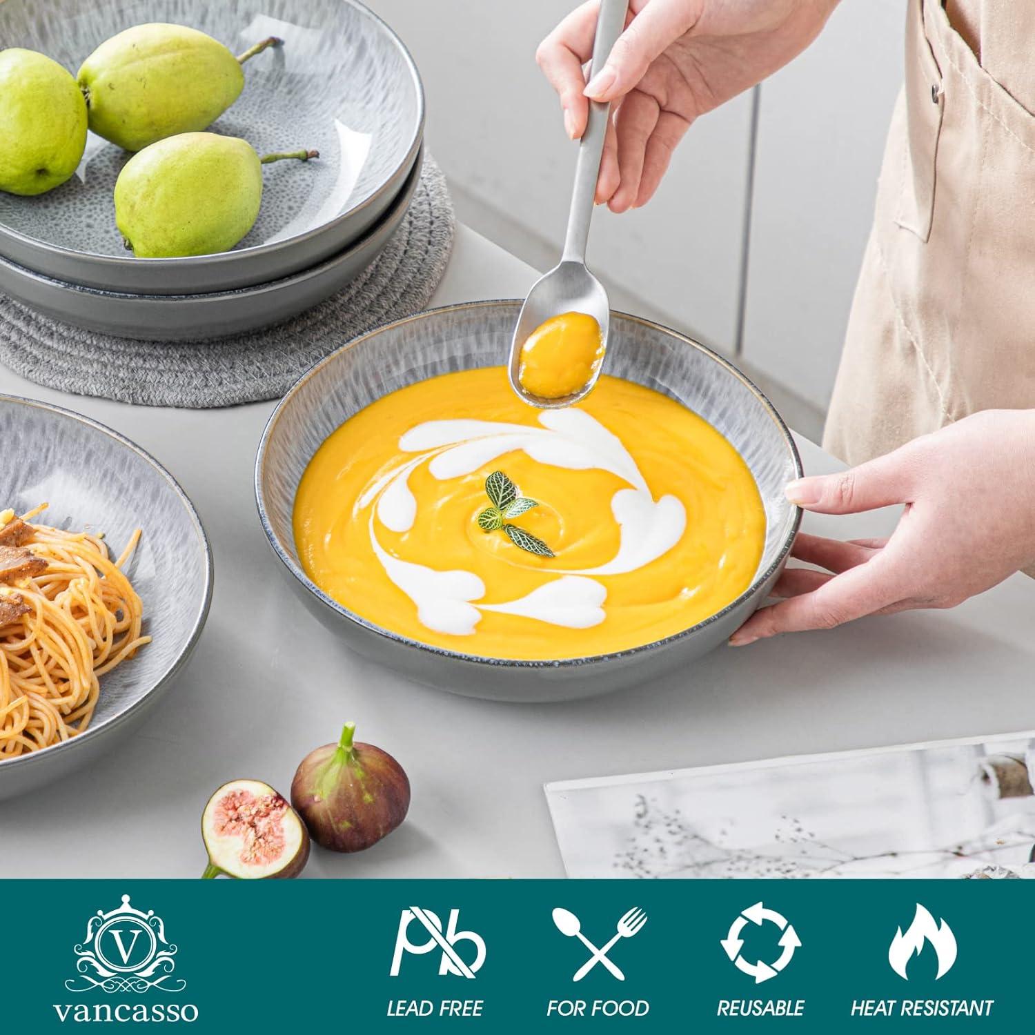 Suppenschalen Set Steingut 4er KARST Pastateller Spaghetti