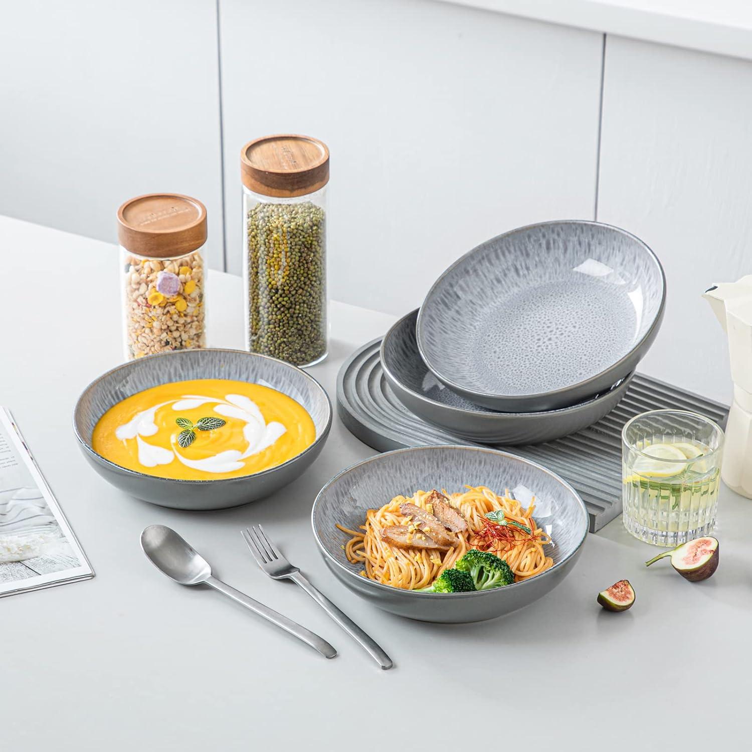 Vancasso KARST Suppenschalen Set Steingut Pastateller 4er 40 OZ