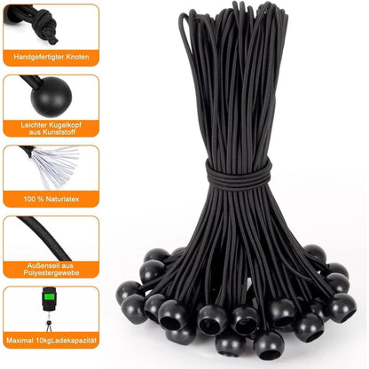 50x Spanngummis mit Kugel 23cm – Planenspanner für Zelt & Co.