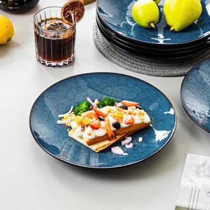 Speiseteller Ø27,4cm 6tlg Steingut Flachtellerset Blau2