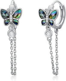 Schmetterling Ohrringe Sterling Silber Creolen Kettenohrringe Frauen
