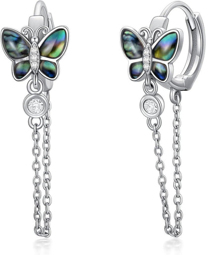 Schmetterling Ohrringe Sterling Silber Creolen Kettenohrringe Frauen