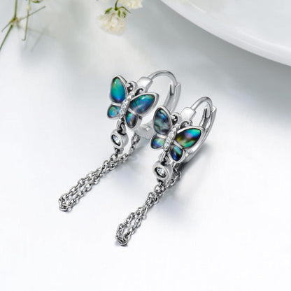 Schmetterling Ohrringe Sterling Silber Creolen Kettenohrringe Frauen