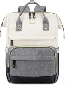Rucksack Damen 15.6 Zoll Laptopfach Schulrucksack Wasserdicht Beige