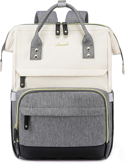Rucksack Damen 15.6 Zoll Laptopfach Schulrucksack Wasserdicht Beige