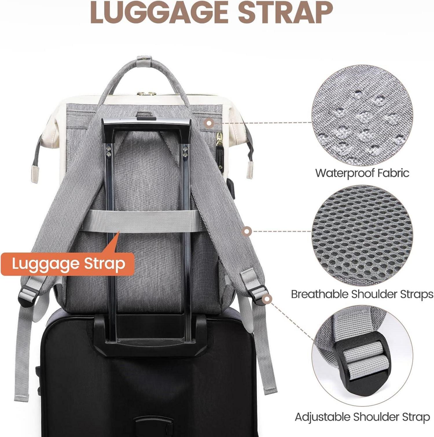 LOVEVOOK Laptop Rucksack Damen 15.6 Zoll Wasserdicht Beige Grau