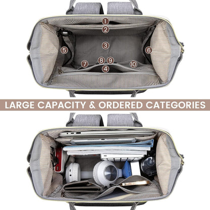 Laptop Rucksack Damen 15.6 Zoll Schulrucksack Wasserdicht Beige Grau