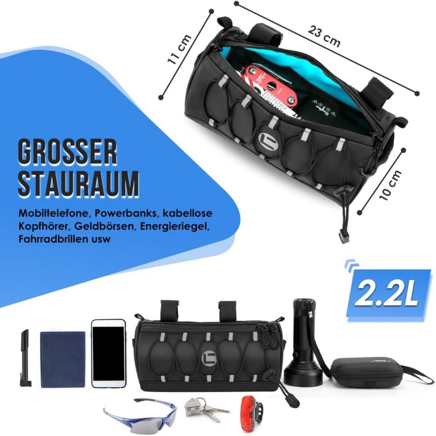 Fahrrad Lenkertasche 2.2 L Wasserdicht Reflektierend mit