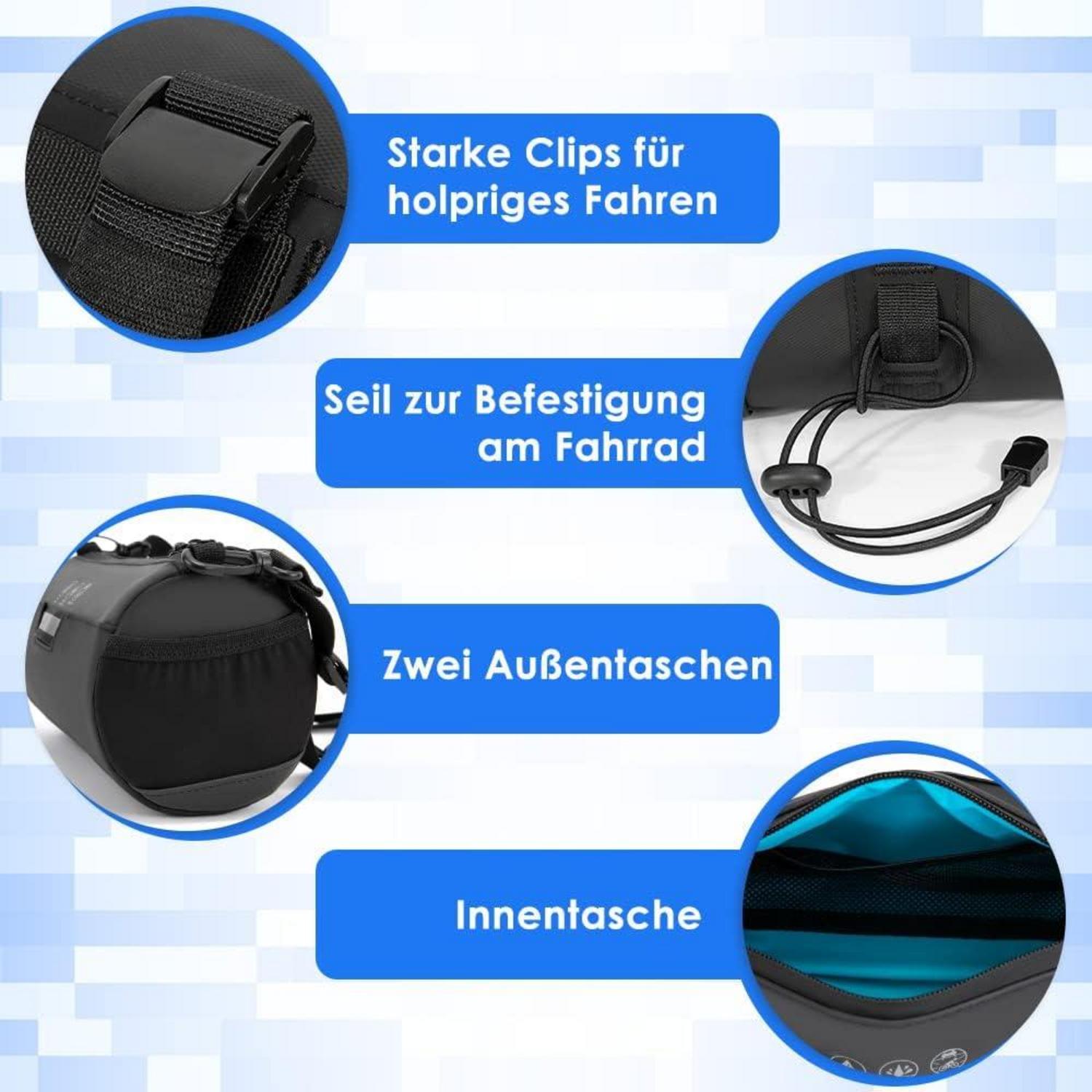 Wasserdichte Fahrrad Lenkertasche 2L Reflektierend Rennrad MTB E-Bike