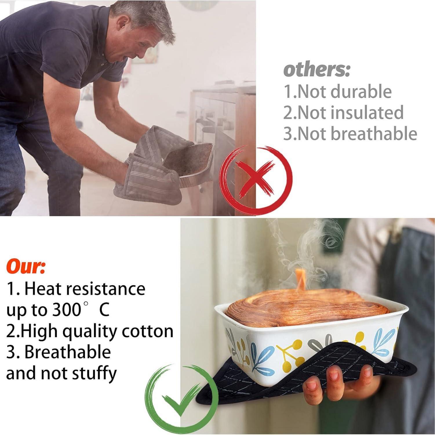 4er Set Ofenhandschuhe Silikon Backhandschuhe Hitzebeständig 300°C für Küche BBQ