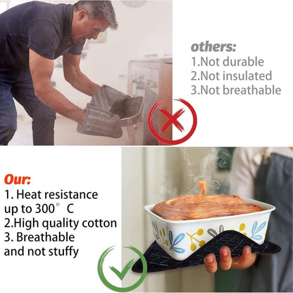 4er Set Ofenhandschuhe Silikon Backhandschuhe Hitzebeständig 300°C für Küche BBQ