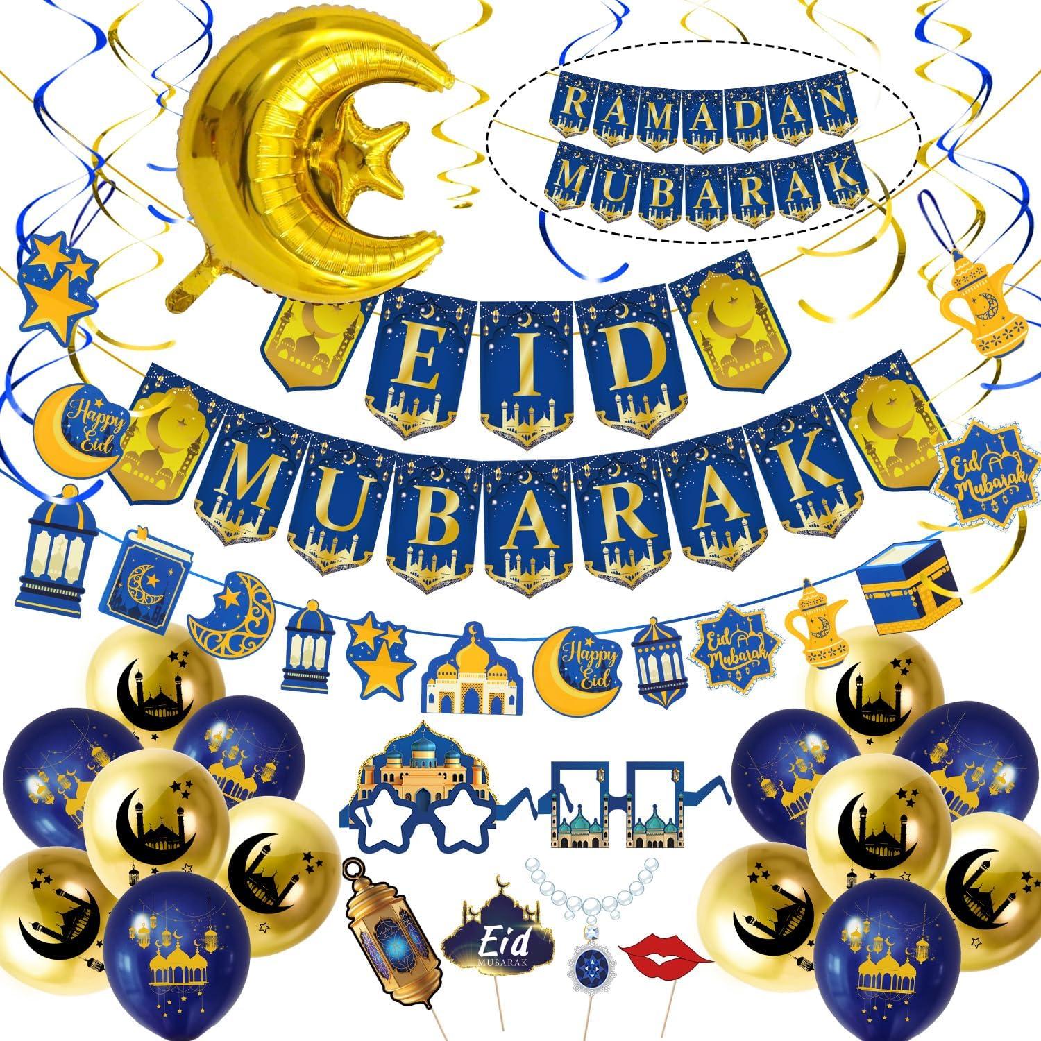 Eid Mubarak Dekoration Set Banner Ballons Girlande Ramadan Festivel