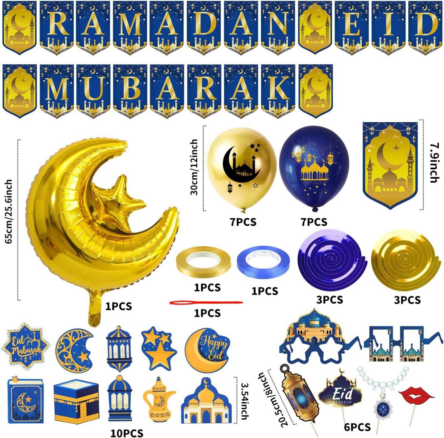 Eid Mubarak Dekoration Set mit Mond Stern Ballons Ballon