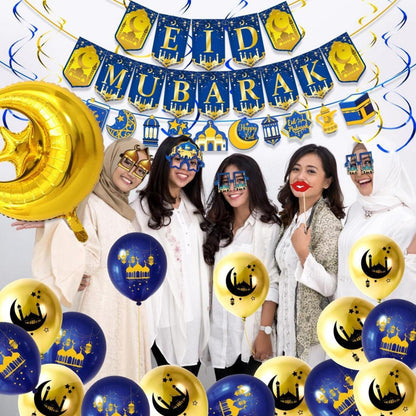 Eid Mubarak Dekoration Set Banner Ballons Girlande Ramadan Festivel