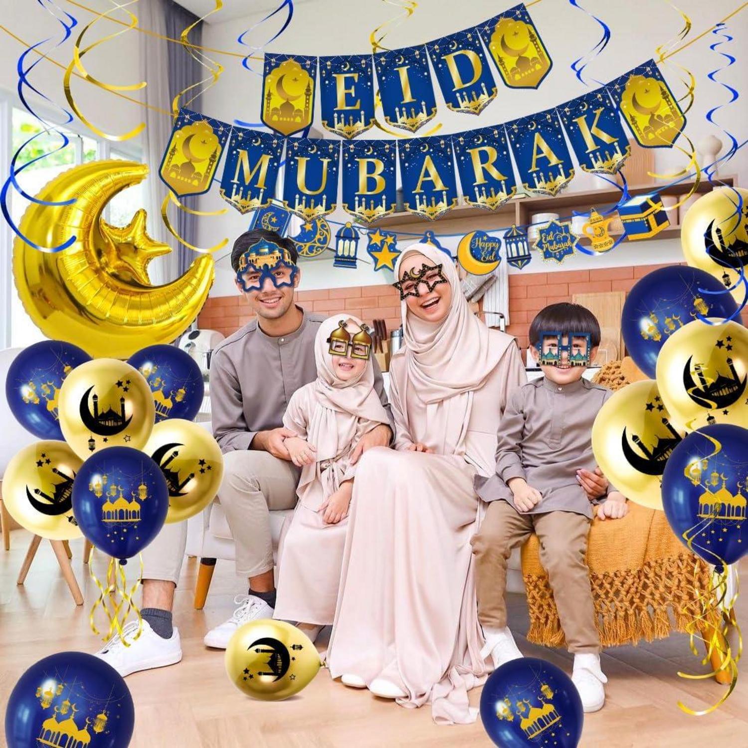 Eid Mubarak Dekoration Ramadan Banner Stern Mond Ballons Girlande