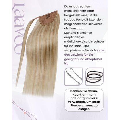 Echthaar Zopfbraut – Braun Blond Highlight 35cm