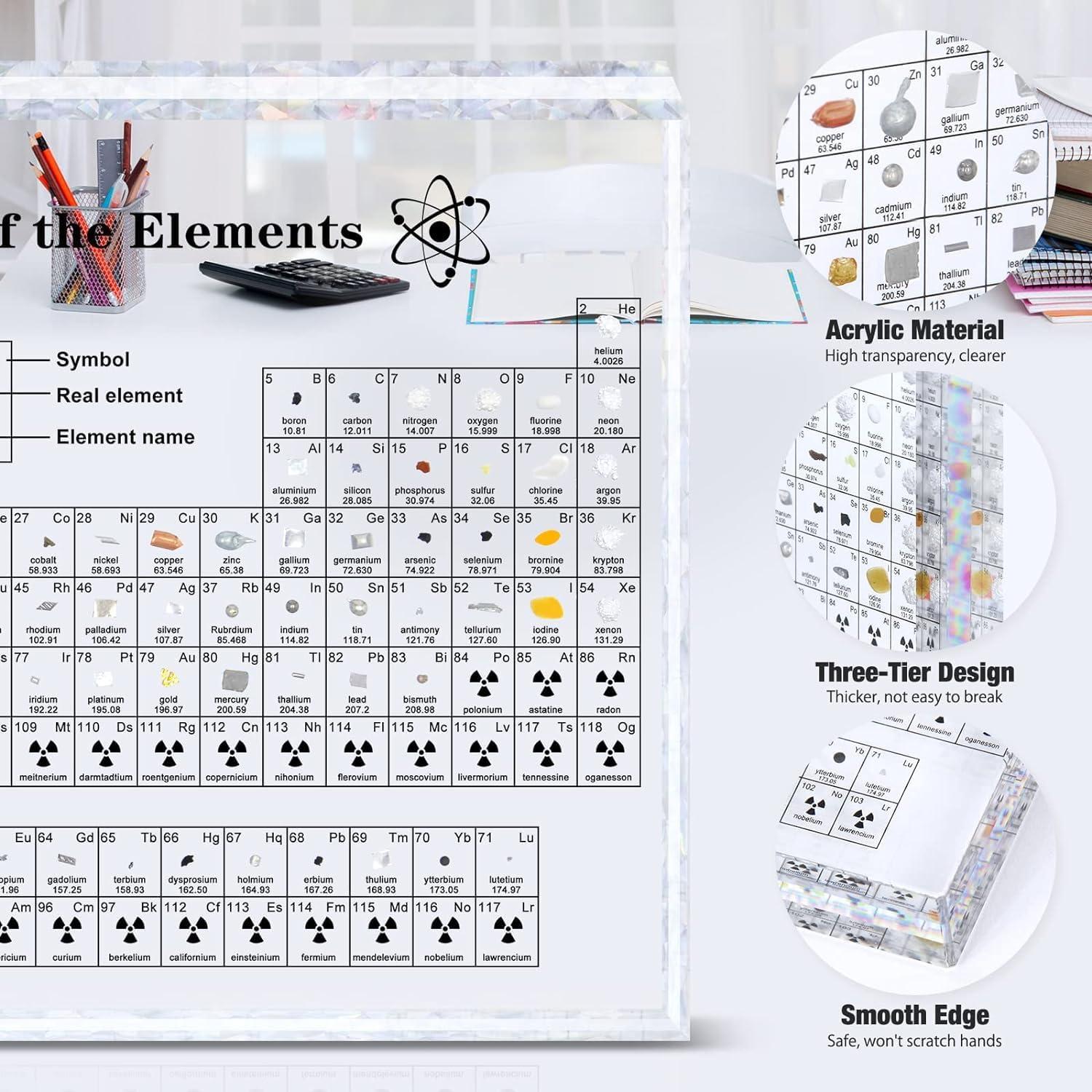 Giftota Acryl Periodensystem mit echten Elementen 83 Elemente Display