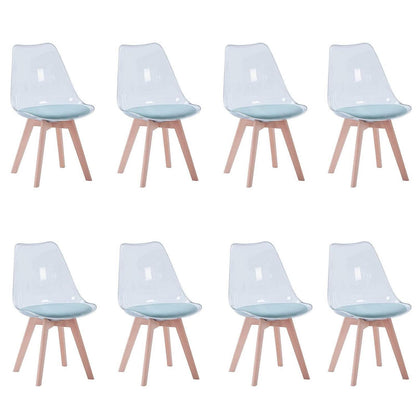 Moderner Esszimmerstuhl Set (8) – Transparent, Grün mit Kissen