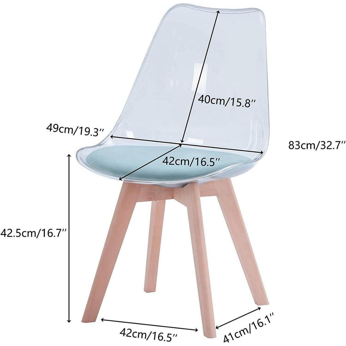 Moderner Esszimmerstuhl Set (8) – Transparent, Grün mit Kissen