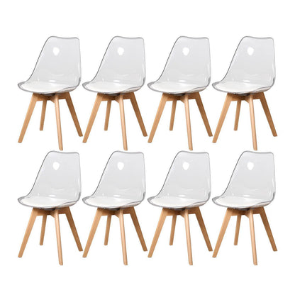 8 Moderne Transparente Esszimmerstühle mit Kissen – Weiß